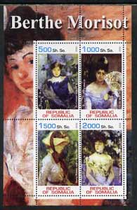 Somalia 2002 Berthe Morisot Paintings perf sheetlet containing 4 values, unmounted mint, stamps on arts, stamps on morisot, stamps on women
