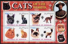 Somalia 2002 Domestic Cats of the World perf sheetlet #05 containing 4 values each with Scout Logo, unmounted mint, stamps on , stamps on  stamps on cats, stamps on  stamps on scouts