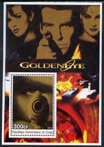 Congo 2003 James Bond Movies #17 - GoldenEye perf s/sheet unmounted mint, stamps on movies, stamps on films, stamps on  spy , stamps on cinena
