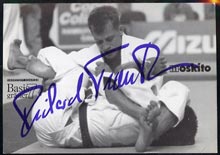 Postcard of Richard Trautmann, German Judo star and Olympic Bronze Medallist in 1992 & 1996, B & W card signed by Trautmann, stamps on sport, stamps on judo, stamps on martial arts