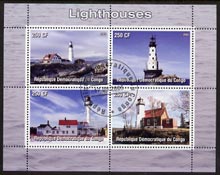 Congo 2005 Lighthouses perf sheetlet containing 4 values fine cto used, stamps on lighthouses