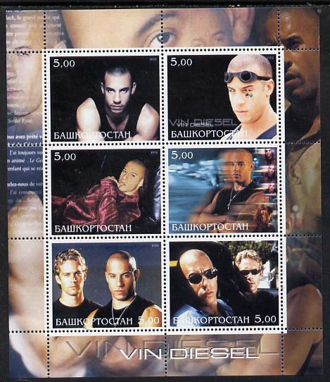 Bashkortostan 2002 Vin Diesel perf sheetlet containing 6 values unmounted mint, stamps on , stamps on  stamps on personalities, stamps on  stamps on entertainments, stamps on  stamps on movies, stamps on  stamps on films, stamps on  stamps on cinema, stamps on  stamps on 