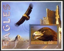 Liberia 2005 Eagles #01 perf m/sheet fine cto used, stamps on birds, stamps on eagles, stamps on birds of prey