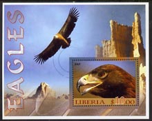 Liberia 2005 Eagles #01 perf m/sheet fine cto used, stamps on , stamps on  stamps on birds, stamps on  stamps on eagles, stamps on  stamps on birds of prey