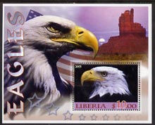 Liberia 2005 Eagles #03 perf m/sheet fine cto used, stamps on , stamps on  stamps on birds, stamps on  stamps on eagles, stamps on  stamps on birds of prey, stamps on  stamps on americana