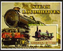 Liberia 2005 Steam Locomotives #02 perf m/sheet fine cto used, stamps on , stamps on  stamps on railways