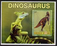 Liberia 2005 Dinosaurs #6 perf souvenir sheet fine cto used, stamps on dinosaurs