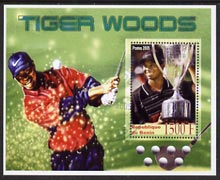 Benin 2005 Tiger Woods perf m/sheet fine cto used, stamps on golf