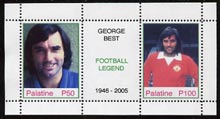 Palatine (Fantasy) George Best - Football Hero perf sheetlet containing 2 values and label unmounted mint, stamps on football, stamps on personalities, stamps on sport