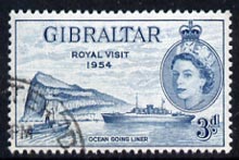 Gibraltar 1954 Royal Visit (Liner Saturnia) fine cds used SG 159, stamps on , stamps on  stamps on royalty, stamps on  stamps on royal visit, stamps on  stamps on ships