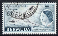 Bermuda 1953 Royal Visit 6d Tropic Bird cds used, SG 151, stamps on birds, stamps on royal visit, stamps on royalty