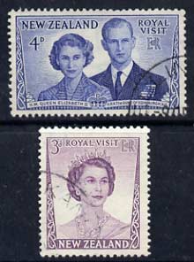 New Zealand 1953 Royal Visit perf set of 2 cds used, SG 721-22, stamps on , stamps on  stamps on royal visit, stamps on  stamps on royalty