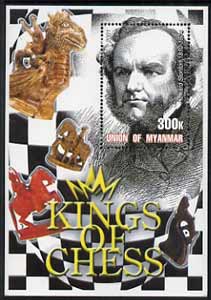 Myanmar 2002 Kings of Chess #04 (Howard Stonton) perf m/sheet unmounted mint, stamps on , stamps on  stamps on chess