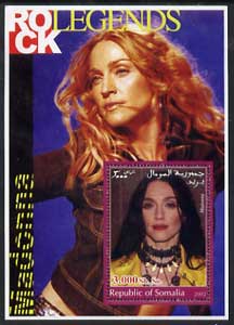 Somalia 2002 Rock Legends - Madonna perf s/sheet unmounted mint, stamps on music, stamps on pops, stamps on women