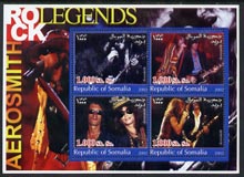 Somalia 2002 Rock Legends - Aerosmith perf sheetlet containing set of 4 values unmounted mint, stamps on , stamps on  stamps on music, stamps on  stamps on pops, stamps on  stamps on 