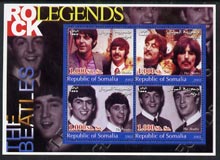 Somalia 2002 Rock Legends - The Beatles perf sheetlet containing set of 4 values unmounted mint, stamps on , stamps on  stamps on music, stamps on  stamps on pops, stamps on  stamps on beatles