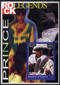 Somalia 2002 Rock Legends - Prince perf s/sheet unmounted mint, stamps on , stamps on  stamps on music, stamps on  stamps on pops, stamps on  stamps on 