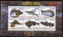Uzbekistan 2000 Exotic Fish perf sheetlet containing set of 6 values unmounted mint, stamps on fish