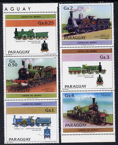 Paraguay 1984 Steam Engines set of 6 unmounted mint, stamps on , stamps on  stamps on railways