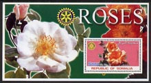 Somalia 2002 Roses #2 perf s/sheet (with Rotary Logo) fine unmounted mint, stamps on , stamps on  stamps on flowers, stamps on  stamps on roses, stamps on  stamps on rotary