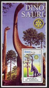 Somalia 2002 Dinosaurs perf s/sheet #5 (with Rotary Logo) fine unmounted mint, stamps on , stamps on  stamps on dinosaurs, stamps on  stamps on rotary