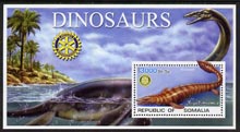 Somalia 2002 Dinosaurs perf s/sheet #7 (with Rotary Logo) fine unmounted mint, stamps on dinosaurs, stamps on rotary