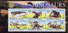 Somalia 2002 Dinosaurs perf sheetlet #3 containing six values each with Rotary Logo, unmounted mint, stamps on dinosaurs, stamps on rotary