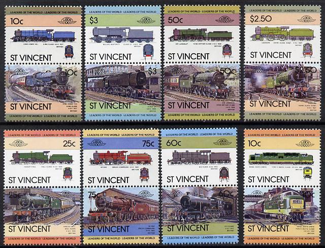 St Vincent 1983 Locomotives #1 (Leaders of the World) set of 16 unmounted mint as SG 744-59, stamps on , stamps on  stamps on railways