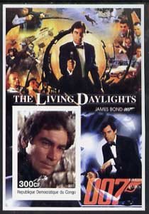 Congo 2003 James Bond Movies #15 - The Living Daylights imperf s/sheet unmounted mint, stamps on movies, stamps on films, stamps on  spy , stamps on cinena