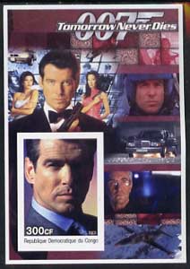 Congo 2003 James Bond Movies #18 - Tomorrow Never Dies imperf s/sheet unmounted mint, stamps on , stamps on  stamps on movies, stamps on  stamps on films, stamps on  stamps on  spy , stamps on  stamps on cinena, stamps on  stamps on mercedes