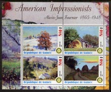 Guinea - Conakry 2003 American Impressionists - Alexis Jean Fournier perf sheetlet containing set of 4 values each with Rotary Logo unmounted mint