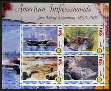 Guinea - Conakry 2003 American Impressionists - John Henry Twachtman perf sheetlet containing set of 4 values each with Rotary Logo unmounted mint