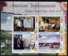 Guinea - Conakry 2003 American Impressionists - William Merritt Chase perf sheetlet containing set of 4 values each with Rotary Logo unmounted mint, stamps on , stamps on  stamps on arts, stamps on  stamps on rotary