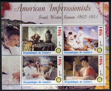 Guinea - Conakry 2003 American Impressionists - Frank Weston Benson perf sheetlet containing set of 4 values each with Rotary Logo unmounted mint, stamps on arts, stamps on rotary