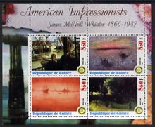 Guinea - Conakry 2003 American Impressionists - James McNeill Whistler perf sheetlet containing set of 4 values each with Rotary Logo unmounted mint, stamps on , stamps on  stamps on arts, stamps on  stamps on rotary