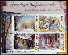 Guinea - Conakry 2003 American Impressionists - Custis Eleanor Parke perf sheetlet containing set of 4 values each with Rotary Logo unmounted mint, stamps on arts, stamps on rotary, stamps on bicycles