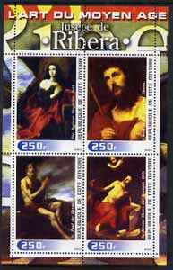 Ivory Coast 2003 Art of the Modern Age - Paintings by Jusepe de Ribera perf sheetlet containing 4 values unmounted mint, stamps on , stamps on  stamps on arts, stamps on  stamps on 