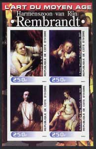 Ivory Coast 2003 Art of the Modern Age - Paintings by Rembrandt imperf sheetlet containing 4 values unmounted mint, stamps on , stamps on  stamps on arts, stamps on  stamps on 