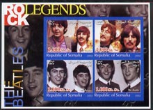Somalia 2002 Rock Legends - The Beatles imperf sheetlet containing set of 4 values unmounted mint, stamps on music, stamps on pops, stamps on beatles