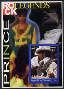 Somalia 2002 Rock Legends - Prince imperf s/sheet unmounted mint, stamps on music, stamps on pops, stamps on 