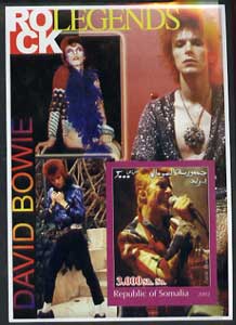 Somalia 2002 Rock Legends - David Bowie imperf s/sheet unmounted mint, stamps on music, stamps on pops, stamps on 
