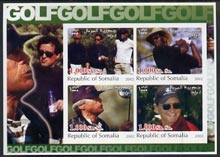 Somalia 2002 Golf #1 imperf sheetlet containing set of 4 values unmounted mint, stamps on , stamps on  stamps on sport, stamps on  stamps on golf