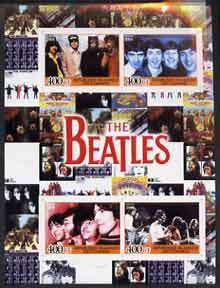 Comoro Islands 2004 The Beatles imperf sheetlet containing 4 values unmounted mint, stamps on personalities, stamps on entertainments, stamps on music, stamps on pops, stamps on beatles, stamps on 