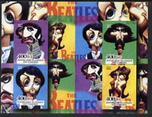 Comoro Islands 2004 The Beatles (Animations) imperf sheetlet containing 4 values plus 4 labels unmounted mint, stamps on personalities, stamps on entertainments, stamps on music, stamps on pops, stamps on beatles, stamps on 