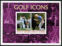 Myanmar 2001 Golf Icons (Lee Trevino & Greg Norman) imperf sheetlet containing 2 values unmounted mint, stamps on , stamps on  stamps on sport, stamps on  stamps on golf, stamps on  stamps on personalities