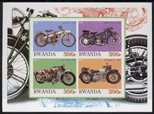 Rwanda 2001 Motorcycles #2 imperf sheetlet containing 4 values unmounted mint, stamps on , stamps on  stamps on motorbikes