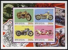 Rwanda 2001 Motorcycles #3 imperf sheetlet containing 4 values unmounted mint, stamps on , stamps on  stamps on motorbikes