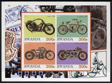 Rwanda 2001 Motorcycles #4 imperf sheetlet containing 4 values unmounted mint, stamps on , stamps on  stamps on motorbikes