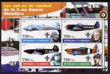 Burundi 2004 Aircraft of World War II #01 perf sheetlet containing 4 values each with Scout Logo and showing Churchill, Roosevelt, Stalin & De Gaulle unmounted mint, stamps on aviation, stamps on  ww2 , stamps on churchill, stamps on scouts, stamps on de gaulle, stamps on personalities, stamps on de gaulle, stamps on  ww1 , stamps on  ww2 , stamps on militaria