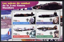 Burundi 2004 Aircraft of World War II #04 perf sheetlet containing 4 values each with Scout Logo and showing Churchill, Roosevelt, Stalin & De Gaulle unmounted mint, stamps on aviation, stamps on  ww2 , stamps on churchill, stamps on scouts, stamps on de gaulle, stamps on personalities, stamps on de gaulle, stamps on  ww1 , stamps on  ww2 , stamps on militaria  , stamps on dictators.